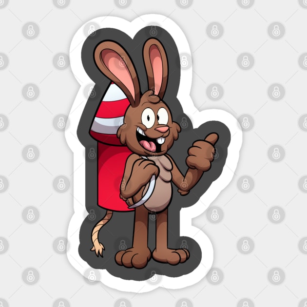 Rabbit With Firework Jetpack Sticker by TheMaskedTooner